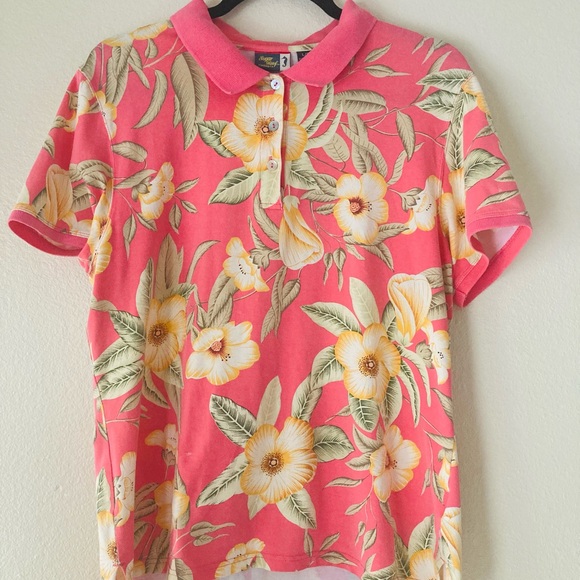 Tops - Sugar Reef Clothing co.Floral Pink Polo Shirt